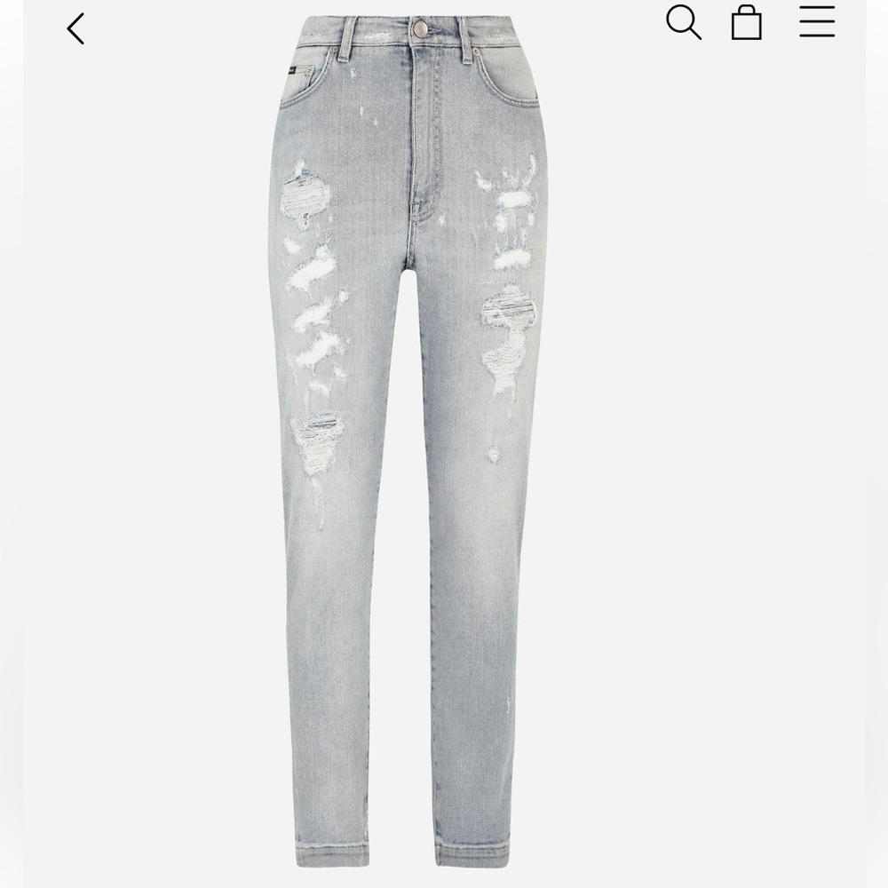 Dolce & Gabbana Blue Skinny Jeans with Distressed Details